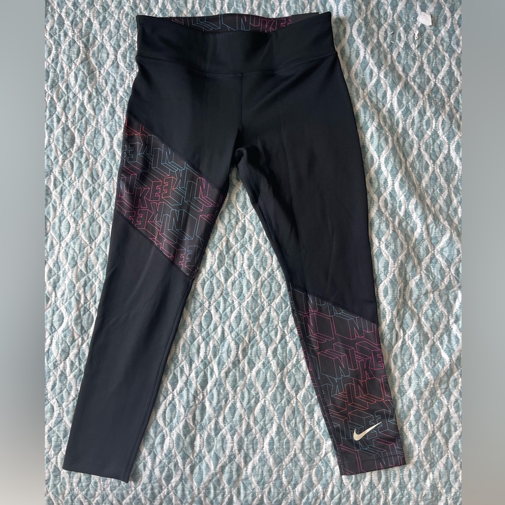 GIRLS BLACK NIKE LEGGINGS TIGHT FIT